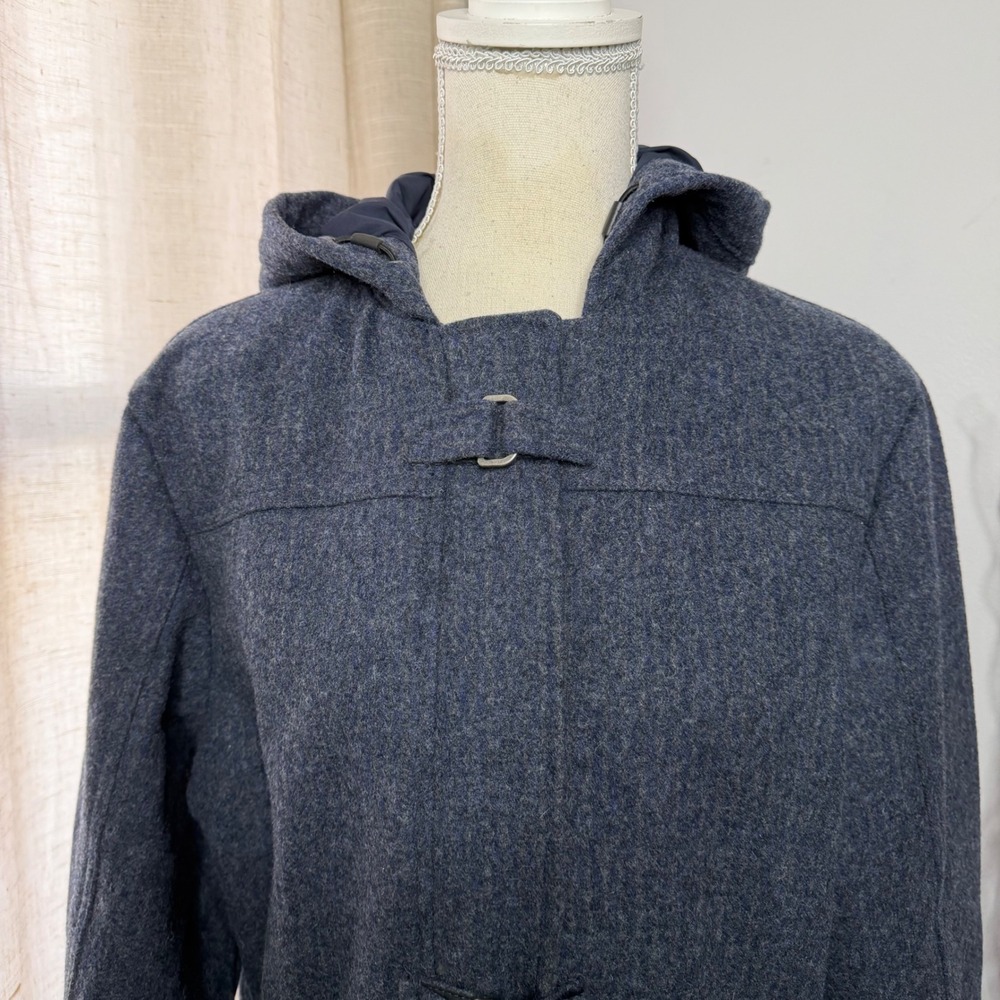 Woolrich Hooded Parka Jacket Coat Wool Blend Navy Blue Toggle Zip Women's SMALL - Picture 3 of 16